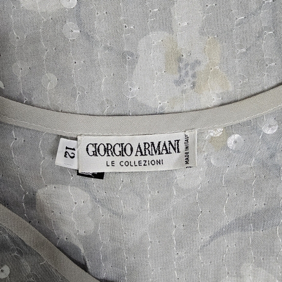 Giorgio Armani Le Collezioni sheer sequin floral print sleeveless top size 12 - Picture 8 of 8